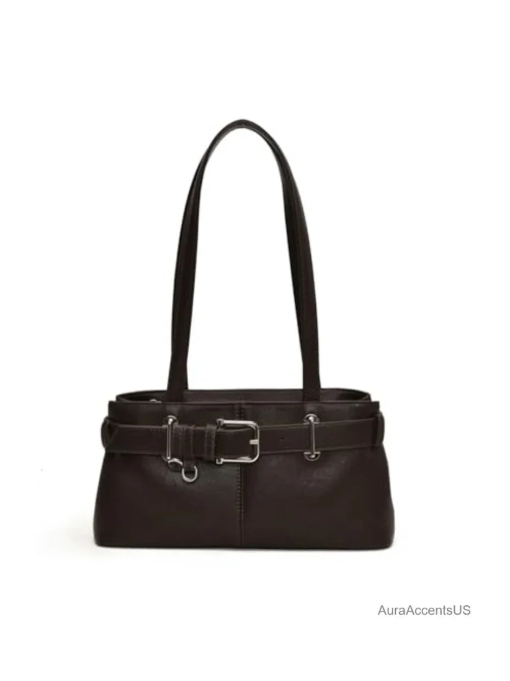 Vintage Y2K Hobo Purse with Belt Buckle Small PU Leather Underarm Satchel